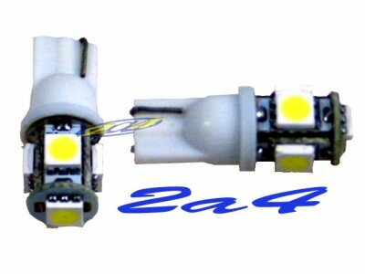 2 Ampoules 5 SMD high power Eclairage Blanc  T10 WEDGE