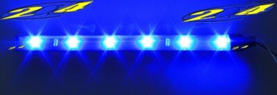 Barrette 12 LED  High Power  Eclairage Bleu base noire ( paire )