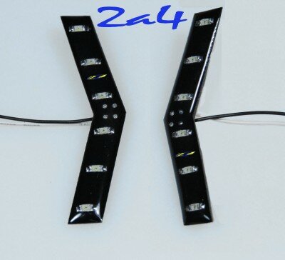 Barrette 12 LED  High Power  Eclairage Orange base noire ( paire )